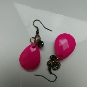 Handcrafted 2 inch pink vintage earrings